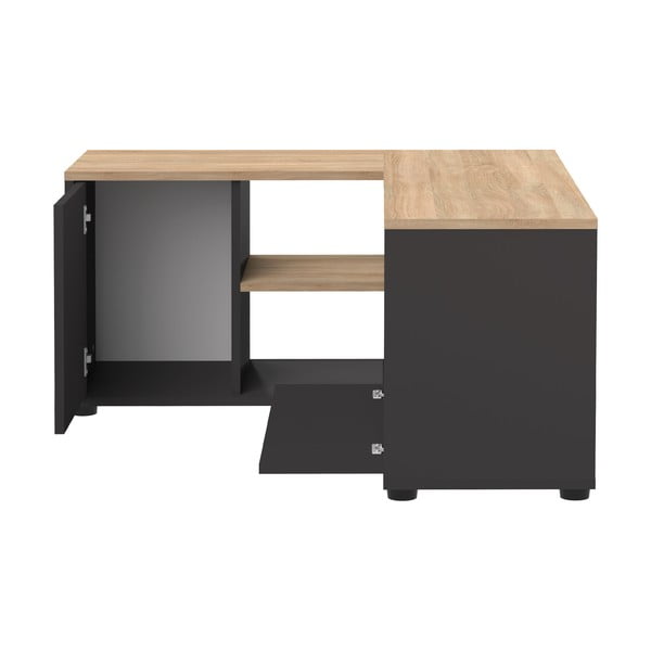 TV spintelė juodos spalvos/natūralios spalvos iš ąžuolo 90x45 cm Angle – TemaHome-image-2