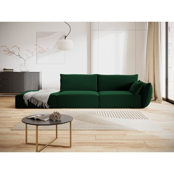 Tamsiai žalios spalvos iš velveto sofa su dešiniuoju kampu 264 cm Vanda – Mazzini Sofas-image-1