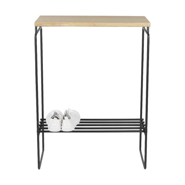 Konsolinis staliukas juodos spalvos/natūralios spalvos su ąžuolo masyvo stalviršiu 29x57 cm Clint – Spinder Design