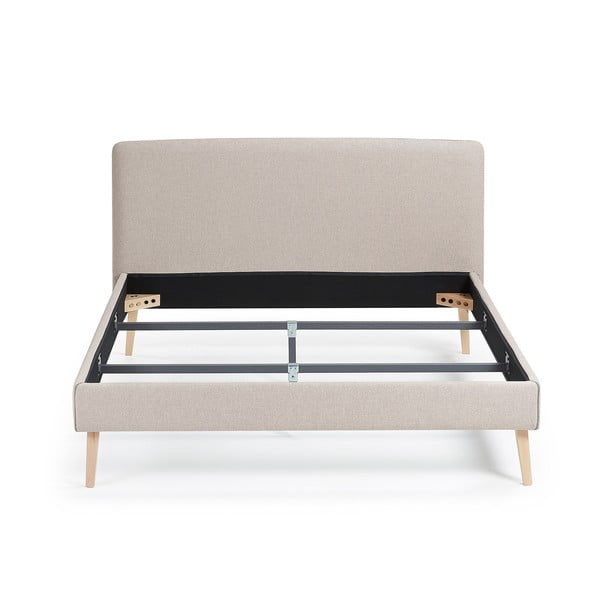 Smėlio spalvos dvigulė lova Kave Home Lydia, 160 x 200 cm-image-2