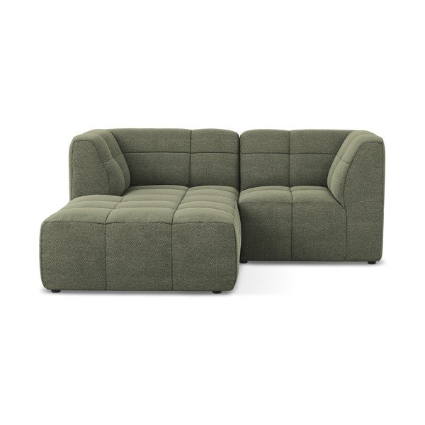 Žalios spalvos kampinė sofa iš boucle (su kairiuoju kampu/su gultu) Aloha – Makamii