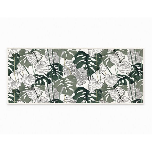 Skalbiamas kilimas baltos spalvos/žalios spalvos 80x200 cm Monstera – Oyo Concept-image-2
