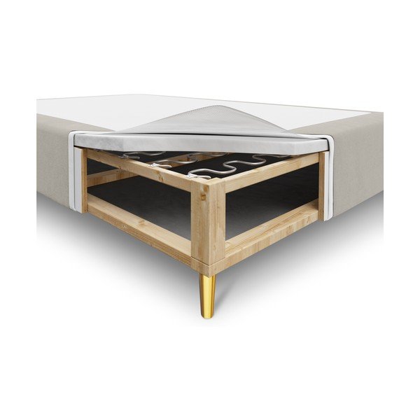 Smėlio spalvos aksominė dvigulė lova Milo Casa Lia, 160 x 200 cm-image-2