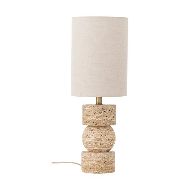 Natūralios spalvos iš akmens stalinis šviestuvas (aukštis 53 cm) su tekstiliniu gaubtu Marci – Bloomingville