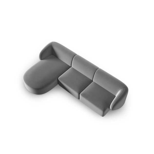 Pilkos spalvos iš velveto kampinė sofa (su kairiuoju kampu/su gultu) Paolo – Milo Casa-image-2