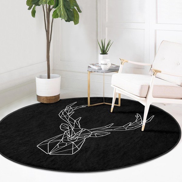 Skalbiamas/robotiniams dulkių siurbliams apvalios formos kilimas juodos spalvos ø 100 cm Comfort – Mila Home-image-2