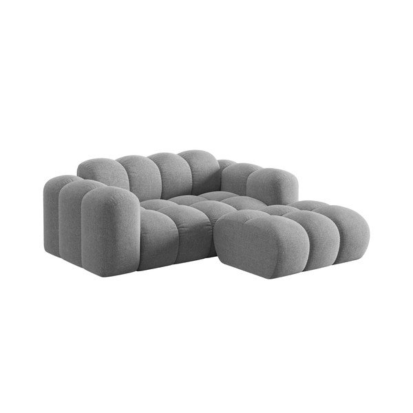 Šviesiai pilkos spalvos iš šenilinio audinio kampinė sofa (su dešiniuoju kampu/su gultu) Treno – Cosmopolitan Design-image-1