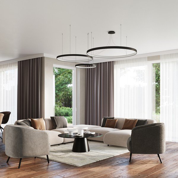 Juodos spalvos iš aliuminio kabantis šviestuvas LED ø 110 cm RIO – Thoro-image-4