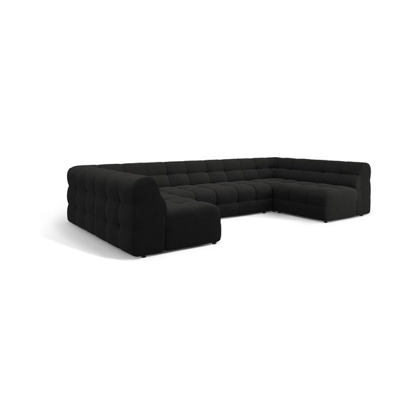 Juodos spalvos kampinė sofa („U“ formos) Kendal – Micadoni -image-3