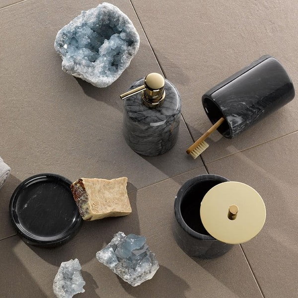 Juodos spalvos marmurinė dėžutė makiažo tamponams Kela Liron-image-1