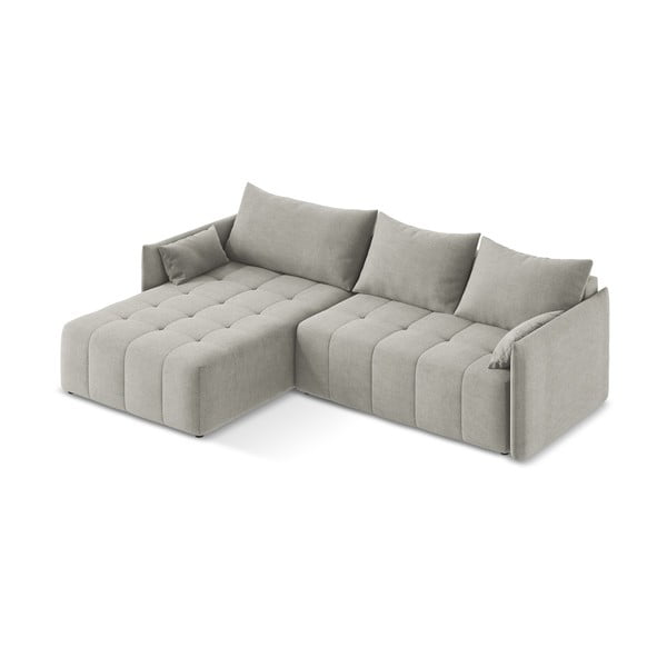 Šviesiai pilkos spalvos sulankstoma/su sandėliavimo vieta kampinė sofa (su kairiuoju kampu/su gultu) Moku – Makamii-image-3