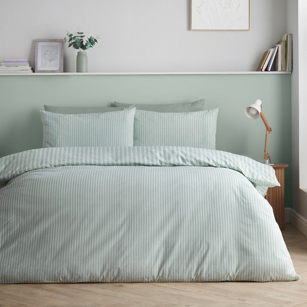 Žalios spalvos viengulė patalynė 135x200 cm Epping Textured Stripe – Catherine Lansfield-image-1