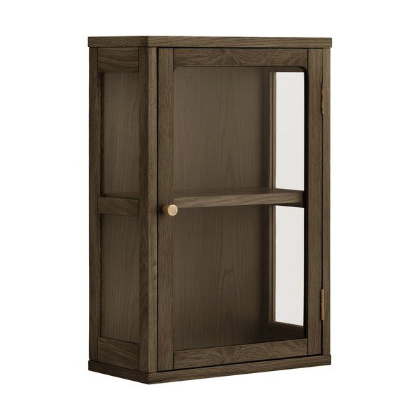 Tamsiai rudos spalvos pakabinama vitrina iš ąžuolo 40x60x20 cm Zamora – House Nordic