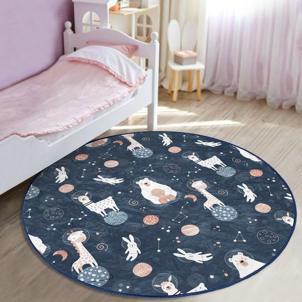 Vaikiškas kilimas tamsiai mėlynos spalvos ø 120 cm Comfort – Mila Home-image-1