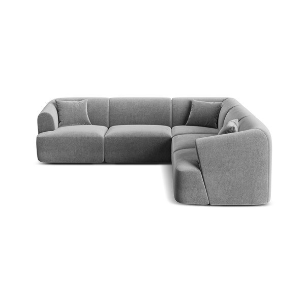 Šviesiai pilkos spalvos kampinė sofa iš velveto Campi – Cosmopolitan Design