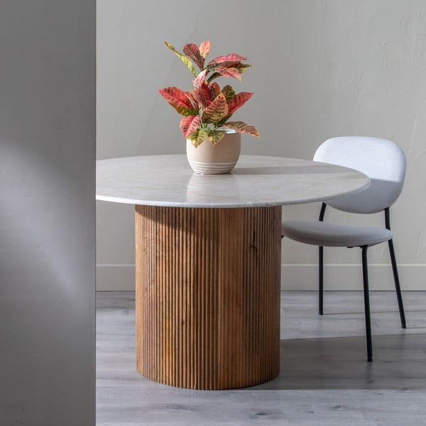 Su marmuriniu stalviršiu apvalios formos valgomojo stalas ø 120 cm – Ixia-image-1