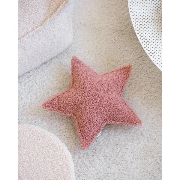 Rožinės spalvos iš boucle vaikiška sofos pagalvėlė Star – Wigiwama-image-2