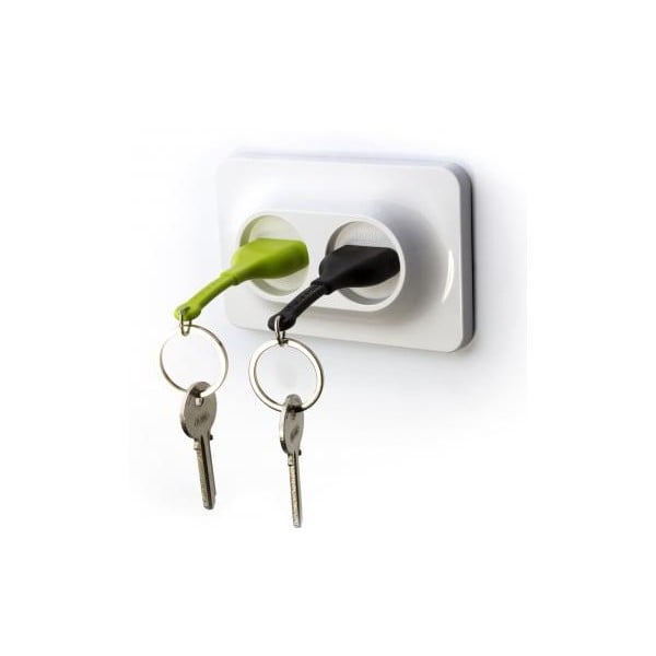 Qualy&CO Dvigubo atjungimo raktų pakabukas su žalios ir juodos spalvos raktų pakabuku