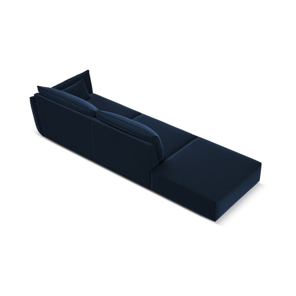 Tamsiai mėlynos spalvos iš velveto sofa su dešiniuoju kampu 264 cm Vanda – Mazzini Sofas-image-3