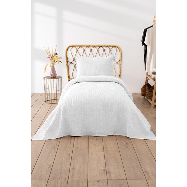 Lovatiesė baltos spalvos 160x220 cm Waffle – Mijolnir