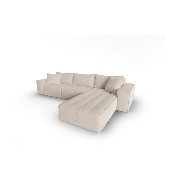 Kampinė sofa smėlio spalvos (su dešiniuoju kampu) Mike – Micadoni Home-image-3