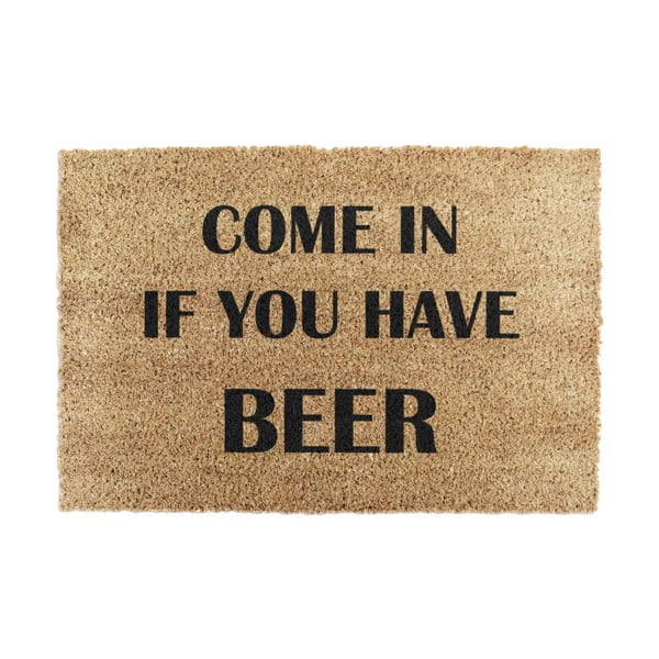 Iš kokoso pluošto grindų kilimėlis 40x60 cm Come again and bring beer – Artsy Doormats