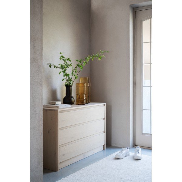Šviesios natūralios spalvos šoninė spintelė iš ąžuolo 110x70x45 cm Melstone – Rowico-image-4