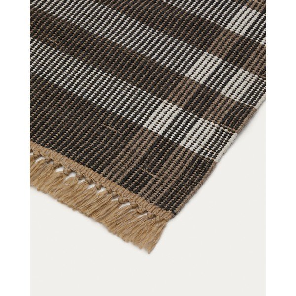 Apverčiamas/rankų darbo juodos spalvos kilimas 60x90 cm Barani – Kave Home-image-3