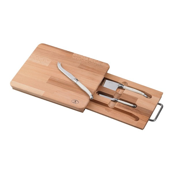 3 dalių sūrio įrankių rinkinys su buko medienos pjaustymo lentele Jean Dubost