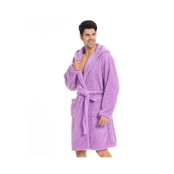 Rožinės ir violetinės spalvos unisex mikropluošto chalatas "DecoKing Sleepyhead", XS dydis-image-2