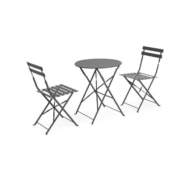 Antracito spalvos iš plieno sodo valgomojo komplektas 2 žmonėms Austin – Bizzotto-image-2