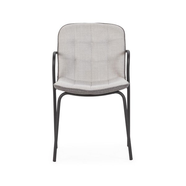 Šviesiai pilkos spalvos iš audinio valgomojo kėdė su porankiais Angie – Marckeric-image-2