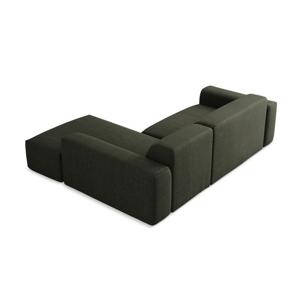 Žalios spalvos kampinė sofa (su dešiniuoju kampu/su gultu) Keli – Makamii-image-4