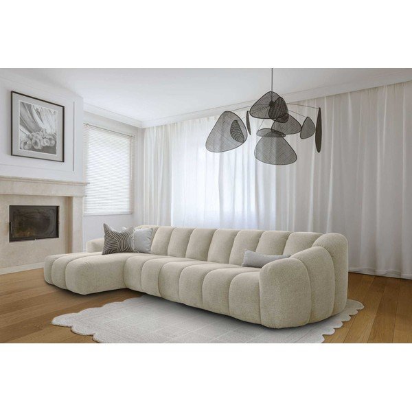 Smėlio spalvos kampinė sofa (su kairiuoju kampu/su gultu) Shell – Miuform-image-1