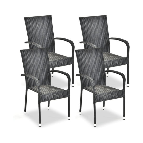 Plastikinės sodo kėdės juodos spalvos 4 vnt. Paris – Bonami Essentials