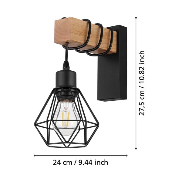 Sieninė lempa juodos spalvos/natūralios spalvos TOWNSHEND 5 – EGLO-image-2