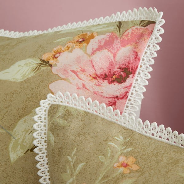 Baltos spalvos/žalios spalvos viengulė patalynė 135x200 cm Penelope Floral – Catherine Lansfield-image-4