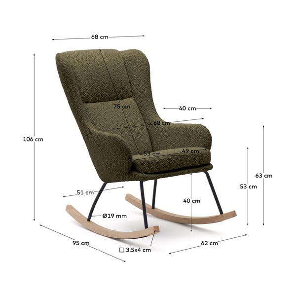 Supamasis krėslas žalios spalvos iš boucle Maustin – Kave Home-image-4