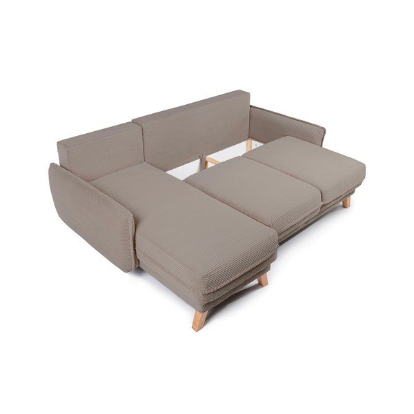 Taupe spalvos sulankstoma/su sandėliavimo vieta kampinė sofa iš kordinio velveto Tori – Bonami Selection-image-4