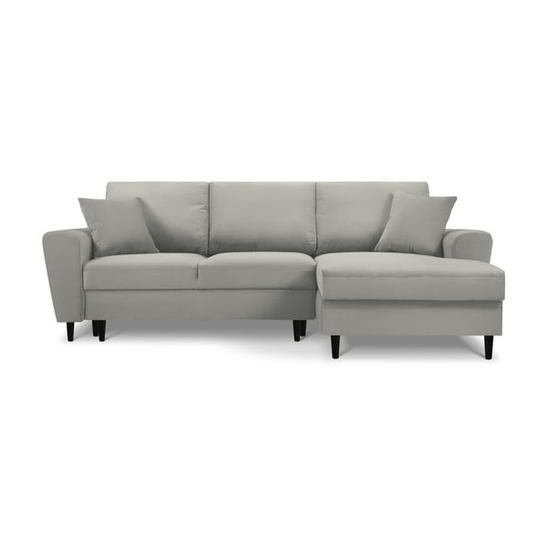 Šviesiai pilkos spalvos iš kordinio velveto sulankstoma/su sandėliavimo vieta kampinė sofa (su dešiniuoju kampu/su gultu) Kyoto – Cosmopolitan Design
