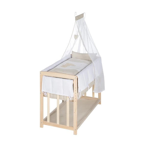 Lopšys natūralios spalvos su sandėliavimo vieta/su baldakimu 90x45 cm Liebhabär – Roba-image-2