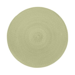 Smėlio-žalios spalvos Zic Zac apvalus šambrajaus kilimėlis, ø 38 cm