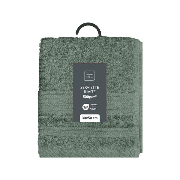 Šalavijo spalvos iš frote audinio iš medvilnės rankšluostis 30x50 cm Tendresse – douceur d'intérieur-image-4