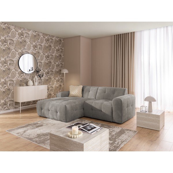 Pilkos spalvos kampinė sofa (su kairiuoju kampu/su gultu) Melva – Ropez-image-4