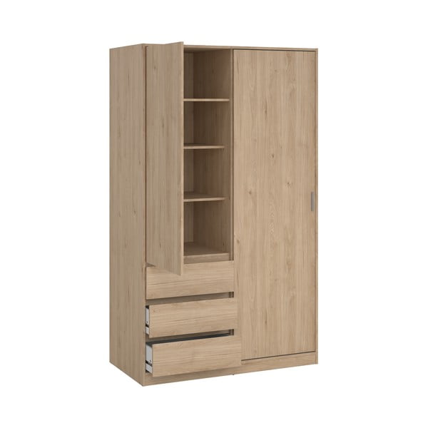 Natūralios spalvos drabužių spinta iš ąžuolo su stumdomomis durimis 119x200x60 cm Naia – Tvilum-image-3