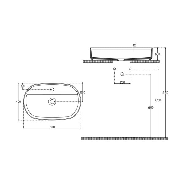 Iš keramikos praustuvas smaragdinės spalvos 60x40 cm Infinity Oval – Sapho-image-3