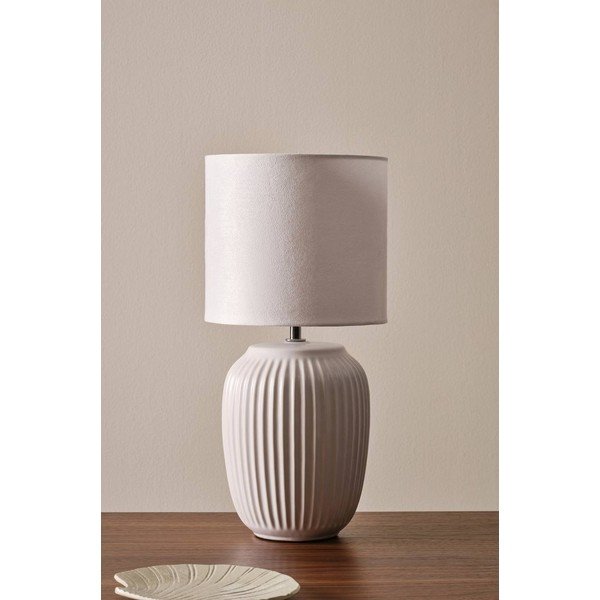 Baltos spalvos iš keramikos stalinis šviestuvas (aukštis 41 cm) Karlsson – Jotex-image-4