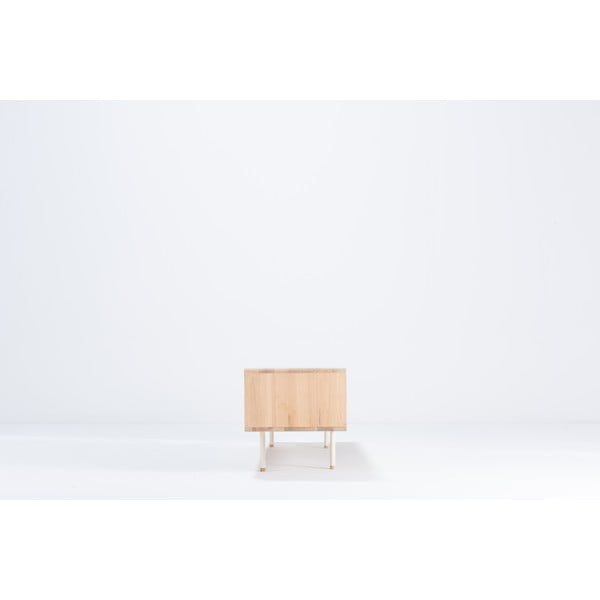 Iš ąžuolo masyvo TV spintelė baltos spalvos/natūralios spalvos 200x48 cm Fina – Gazzda-image-4