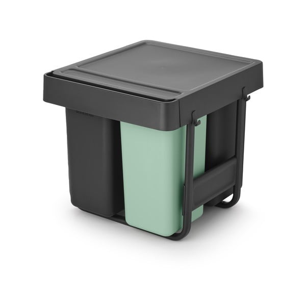 Iš plastiko šiukšliadėžė mėtų spalvos/tamsiai pilkos spalvos rūšiavimui/įmontuota 40 l Sort&Go – Brabantia-image-3