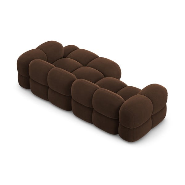 Tamsiai rudos spalvos iš velveto kampinė sofa (su dešiniuoju kampu/su gultu) Loretto – Cosmopolitan Design-image-4